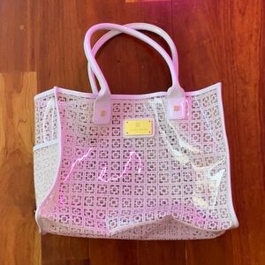 Trina Turk White and clear beach bag